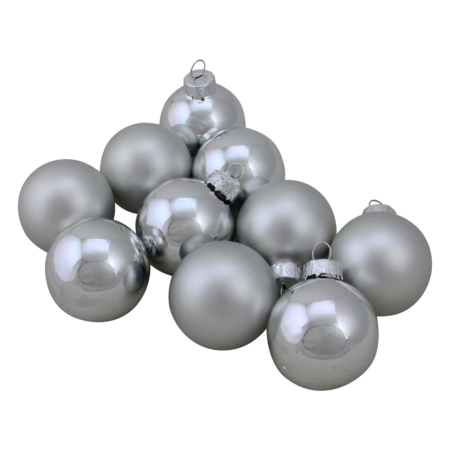 Northlight 10ct Silver 2-Finish Christmas Ball Ornaments 1.75&#x22; (45mm)