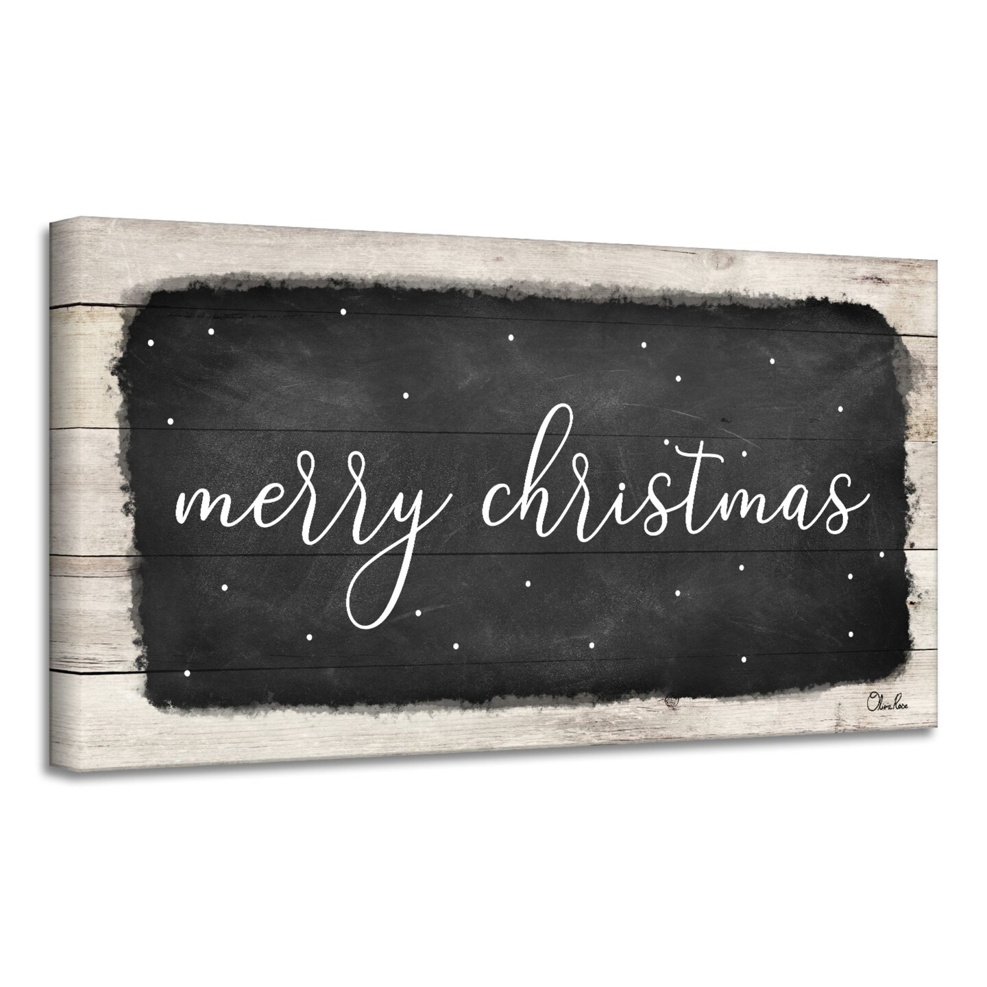 Crafted Creations Beige and White &#x27;Merry Christmas I&#x27; Rectangular Canvas Wall Art Decor 18&#x22; x 36&#x22;