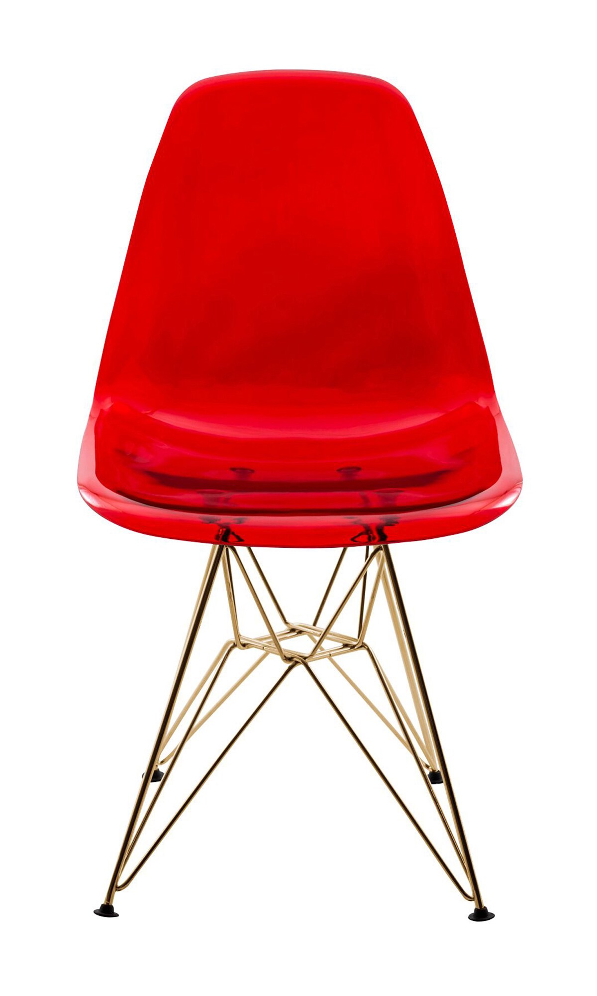 LeisureMod Cresco Molded Eiffel Side Chair with Gold Base, Set of 4