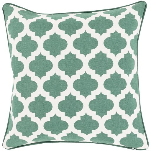 Tiwari Home 18&#x22; Emerald Green and White Moroccan Lattice Square Throw Pillow