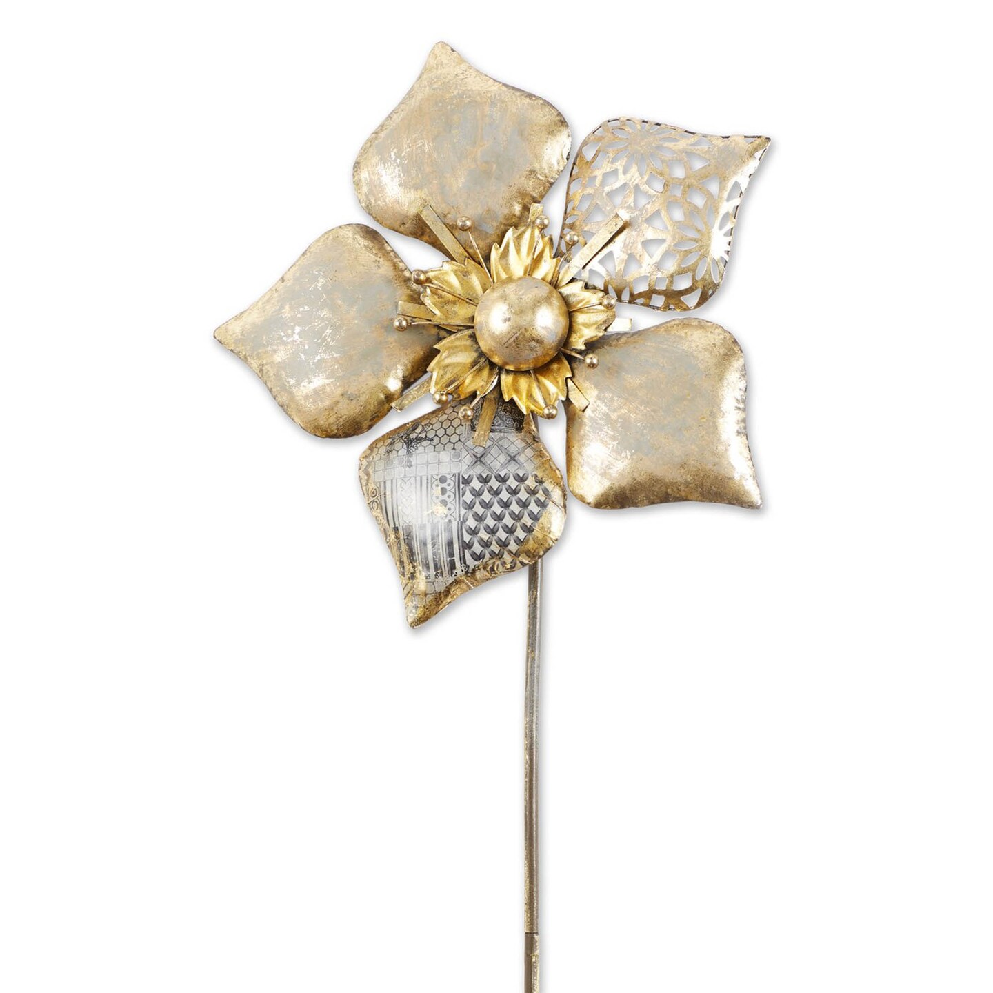 Accent Plus Home Decorative Mixed Pattern Metal Flower Garden Stake - 38.5 inches