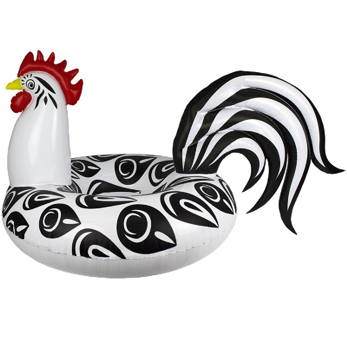 Swim Central 48&#x22; Black and White Inflatable Rooster Swimming Pool Party Inner Tube