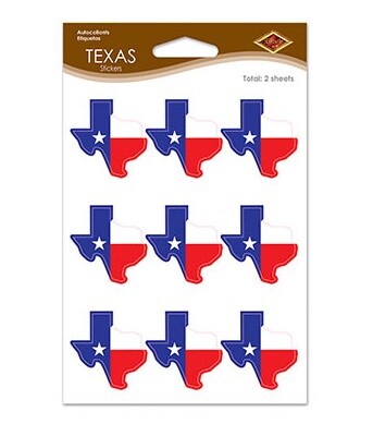 Party Central Club Pack of 216 Red and Blue Texas State Stickers 6&#x22;