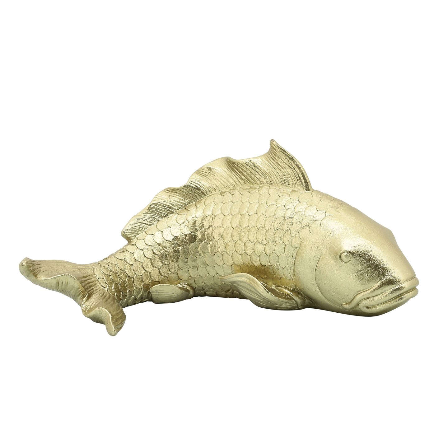 Kingston Living 9&#x22; Gold Textured Koi Fish Figurine