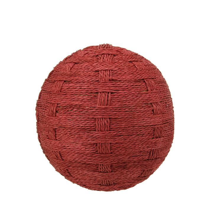 Select Artificials 5.5&#x22; Brick Red Basket Weave String Ball Christmas Decoration