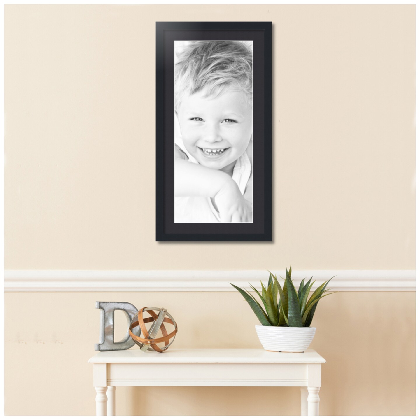 ArtToFrames 16x32&#x22; Matted Picture Frame with 12x28&#x22; Single Mat Photo Opening Framed in 1.25&#x22; Black and 2&#x22; Mat (FWM-3926-16x32)