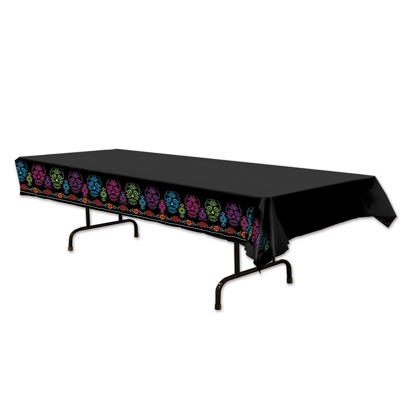 Party Central Club Pack of 12 Black and Pink Day of the Dead Halloween Table Covers 9&#x27;