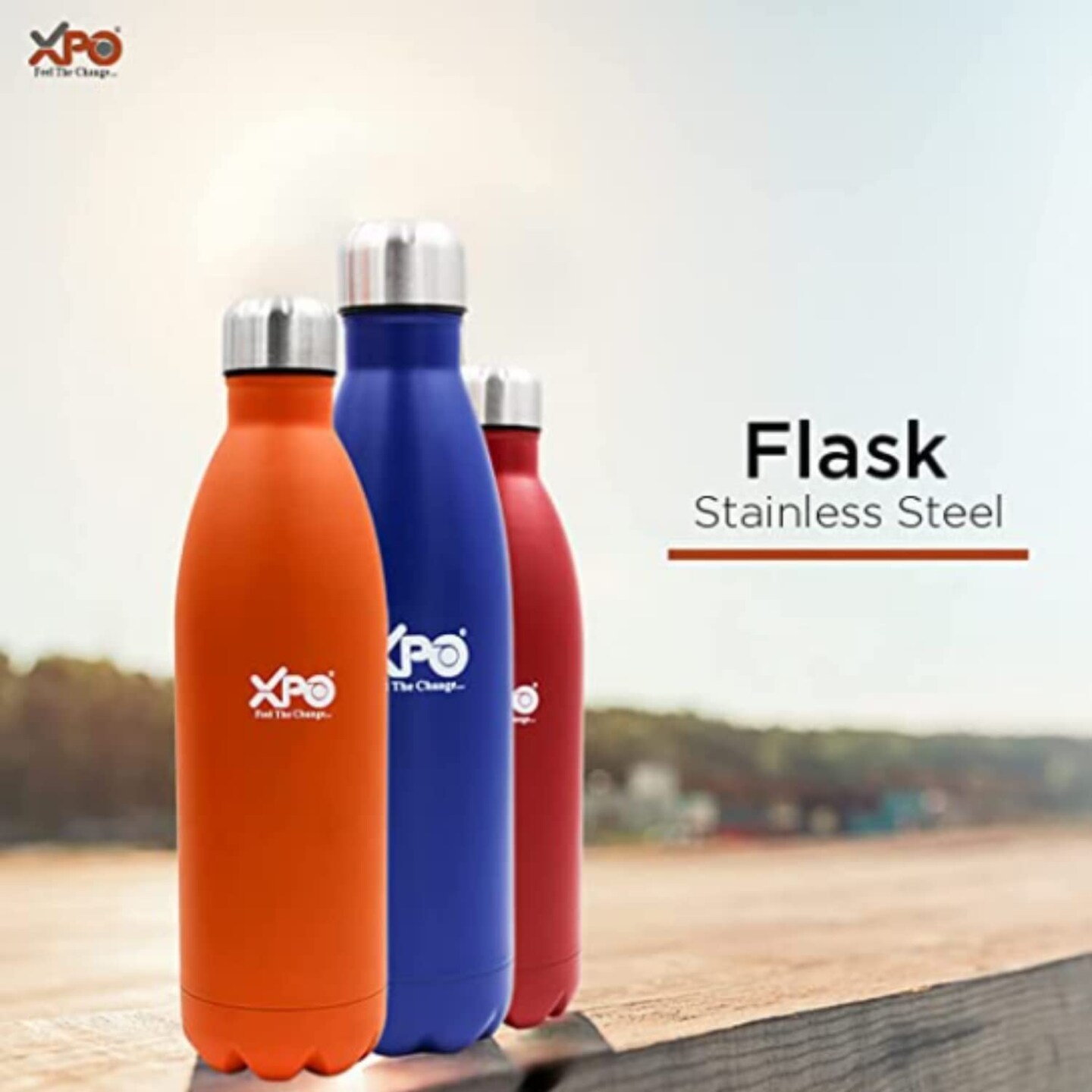 XPO Stainless Steel Vacuum Flask Insulated Water Bottle - Double Walled Cola Shape Thermos - 24 Hours Cold, 24 Hours Hot, Scratch Resistance, Leak-Proof, Red, 32 OZ