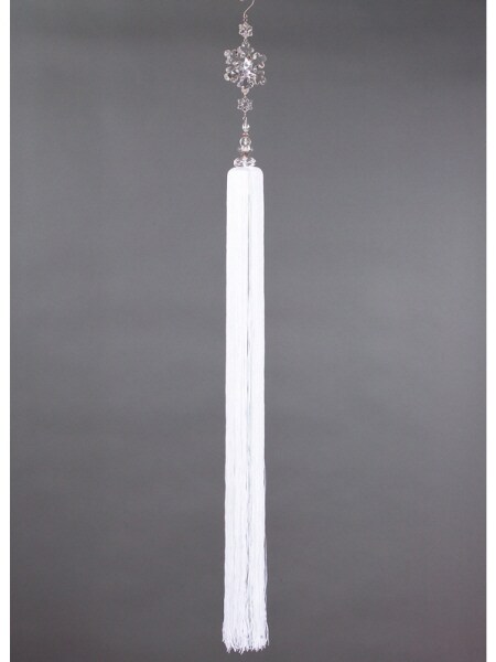 Melrose 42" Clear and White Snow Drift Exquisite Crystal Snowflakes with Tassel Christmas Ornament