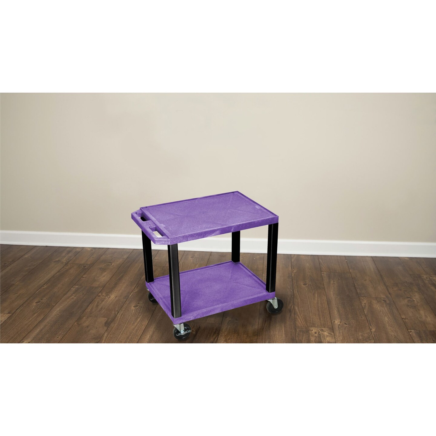 Luxor Office Multipurpose 26&#x22;H Two Shelves A/V Utility Cart - Purple/Black Legs