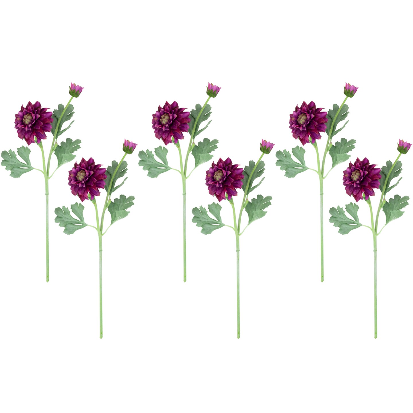 Northlight Real Touch&#x2122; Mulberry Purple Dahlia Artificial Floral Sprays, Set of 6 - 23&#x22;