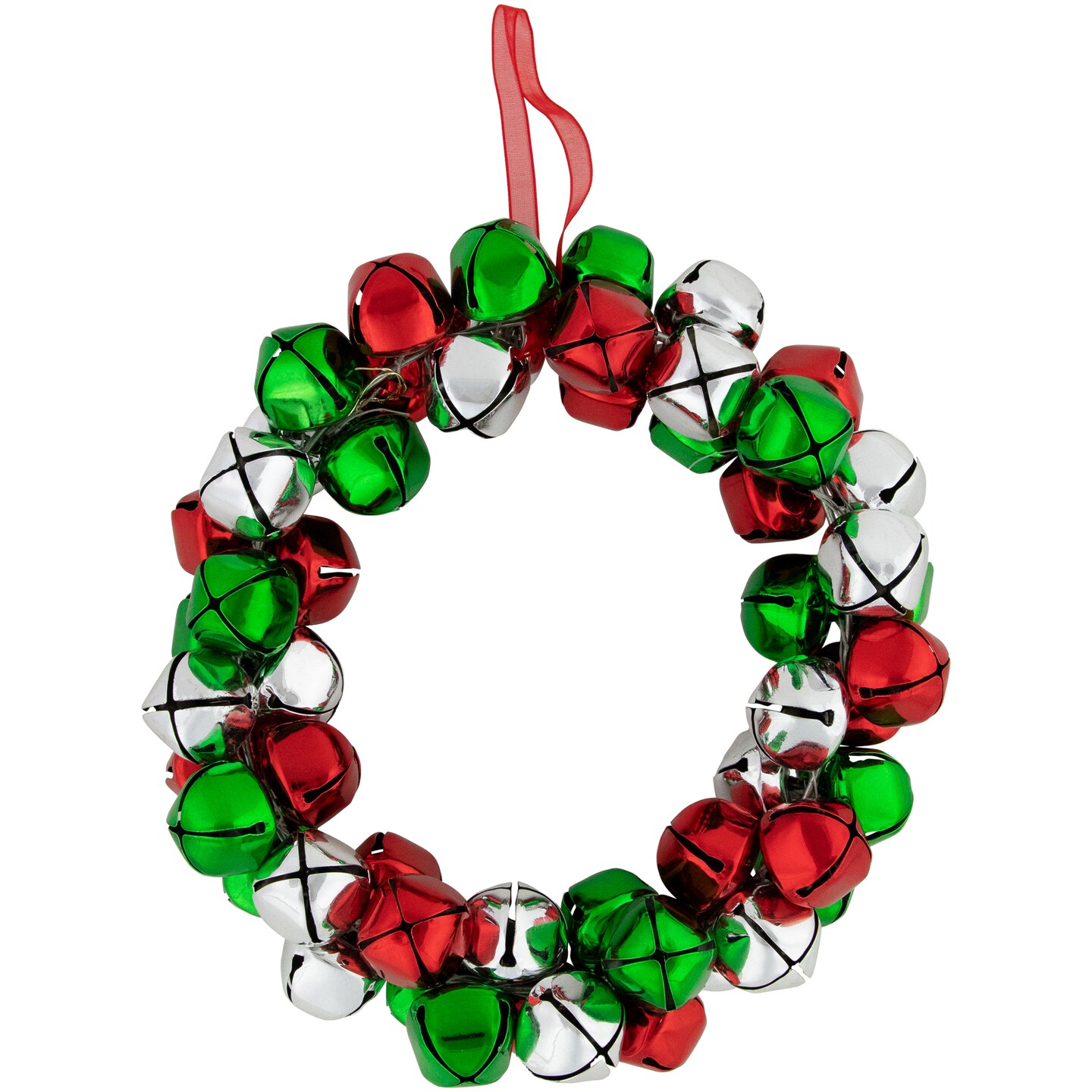 Northlight Jingle Bell Christmas Wreath - 9&#x22; - Red, Silver, Green