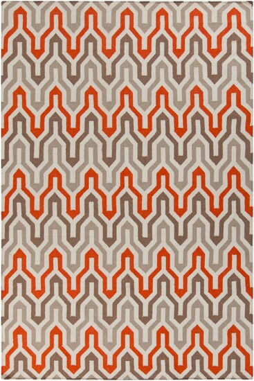 Tiwari Home 5&#x27; x 8&#x27; Krokev Orange and Gray Hand Woven Wool Area Throw Rug