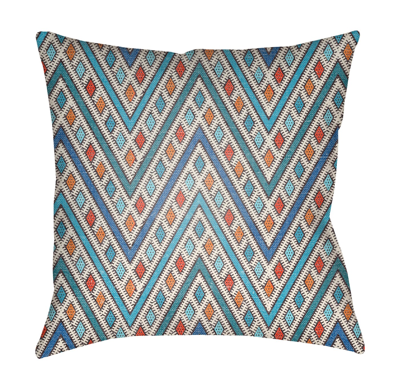 Tiwari Home 20&#x22; Blue and Orange Chevron Square Throw Pillow Cover with Knife Edge