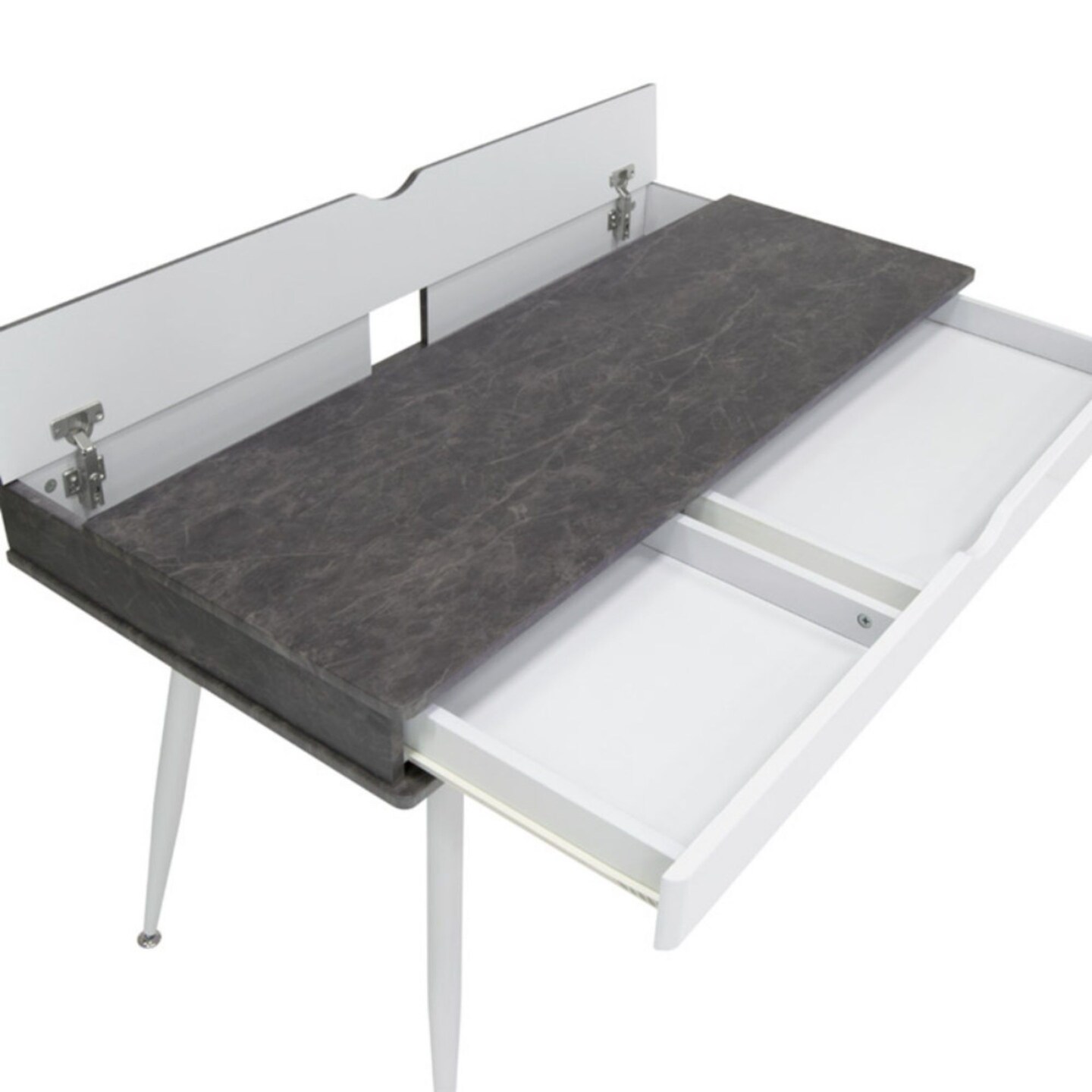 Calico Designs Alcove Split Drawer Desk with Device Storage - White/Cement Finish