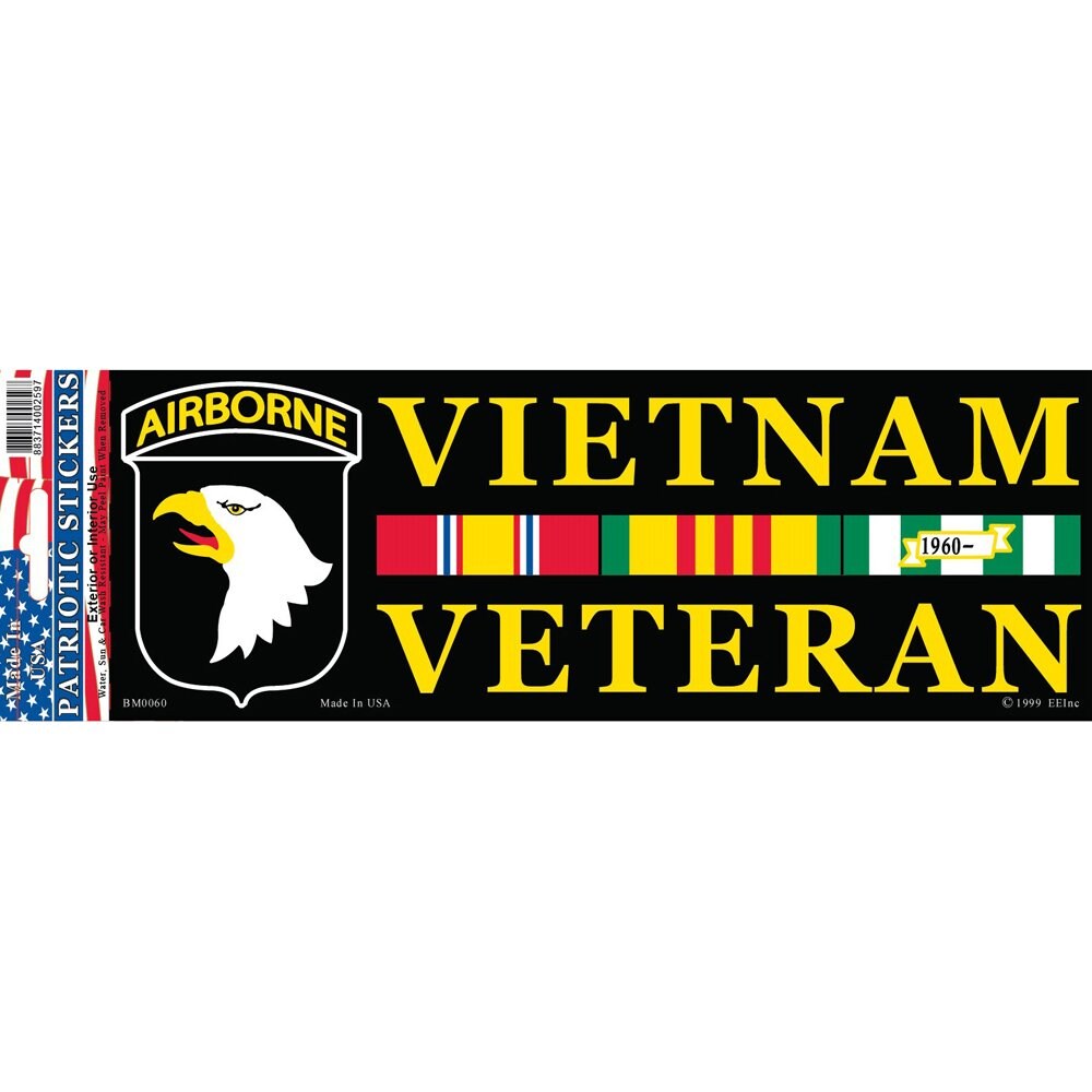 101st Airborne 1967-1972 Vietnam Bumper Sticker 3-1/4&#x22;X9&#x22;