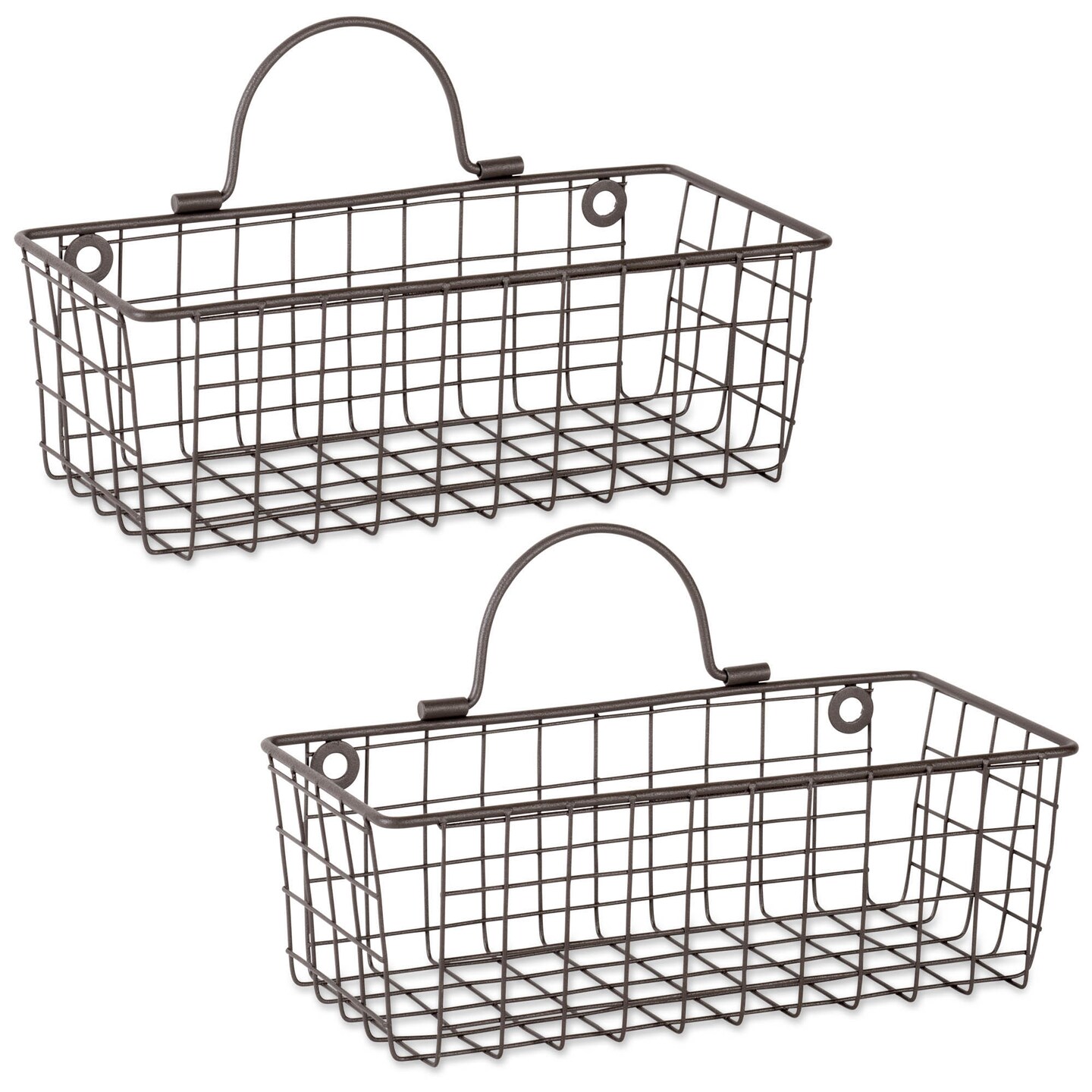 Contemporary Home Living Set of 2 Bronze Multi-purpose Wall Mount Basket and Holder 11.80&#x22;