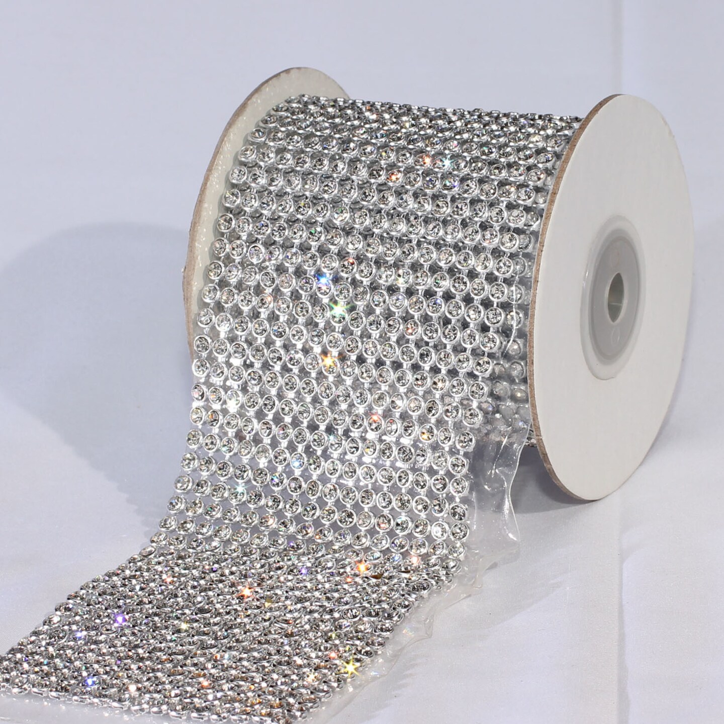 The Ribbon People Crystal Diamonds Craft Ribbon Trim with Silver and Clear Setting 2.75" x 1 Yard