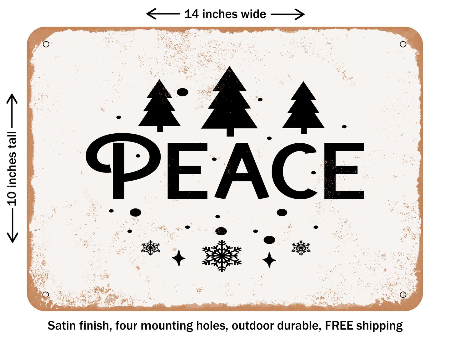 DECORATIVE METAL SIGN - Peace - 5 - Vintage Rusty Look