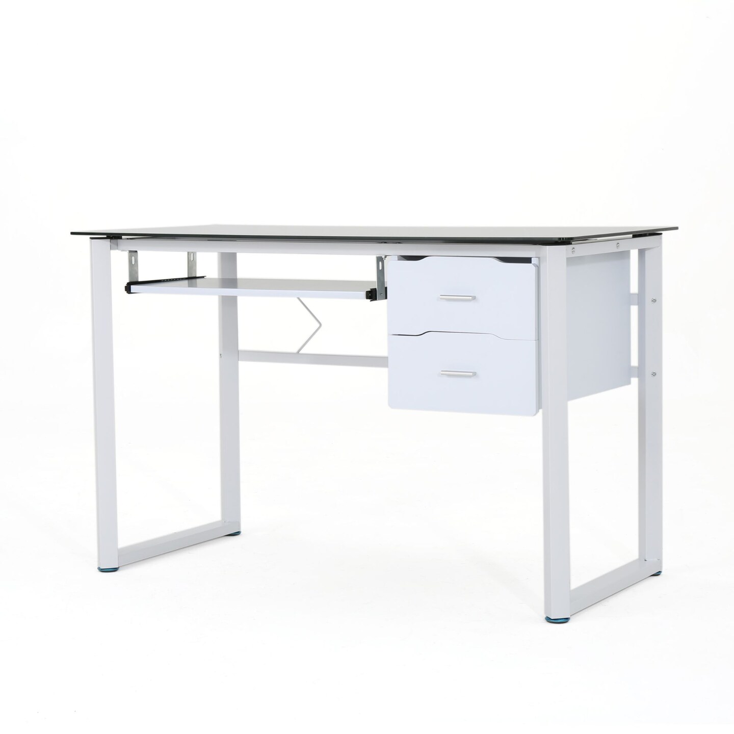 Contemporary Home Living 47" Black and White Contemporary Glass Rectangular Computer Desk