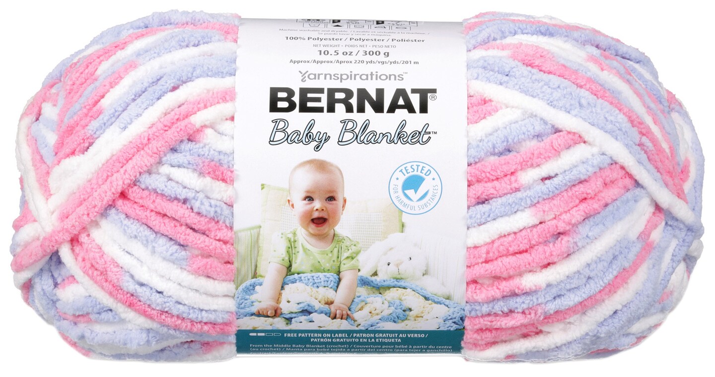 Bernat Baby Blanket Big Ball Yarn Pink & Blue Ombre.