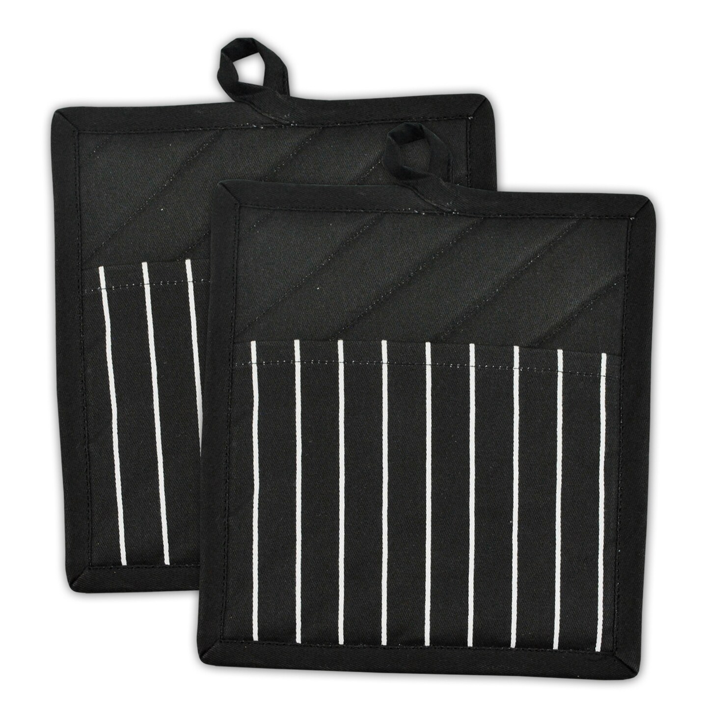 DII Black & White Stripe Oven Mitt (Set of 2) 