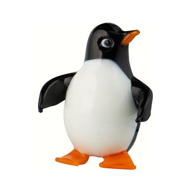 GC Home &#x26; Garden 2.25&#x22; White and Black Penguin Art Glass Animal Figurine