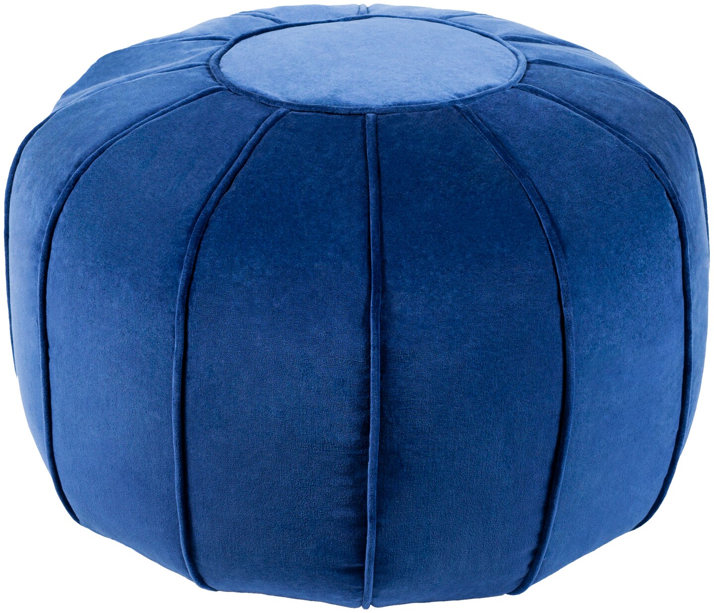 Tiwari Home 20&#x22; Navy Blue Spherical Shaped Velvet Piped Pouf Ottoman