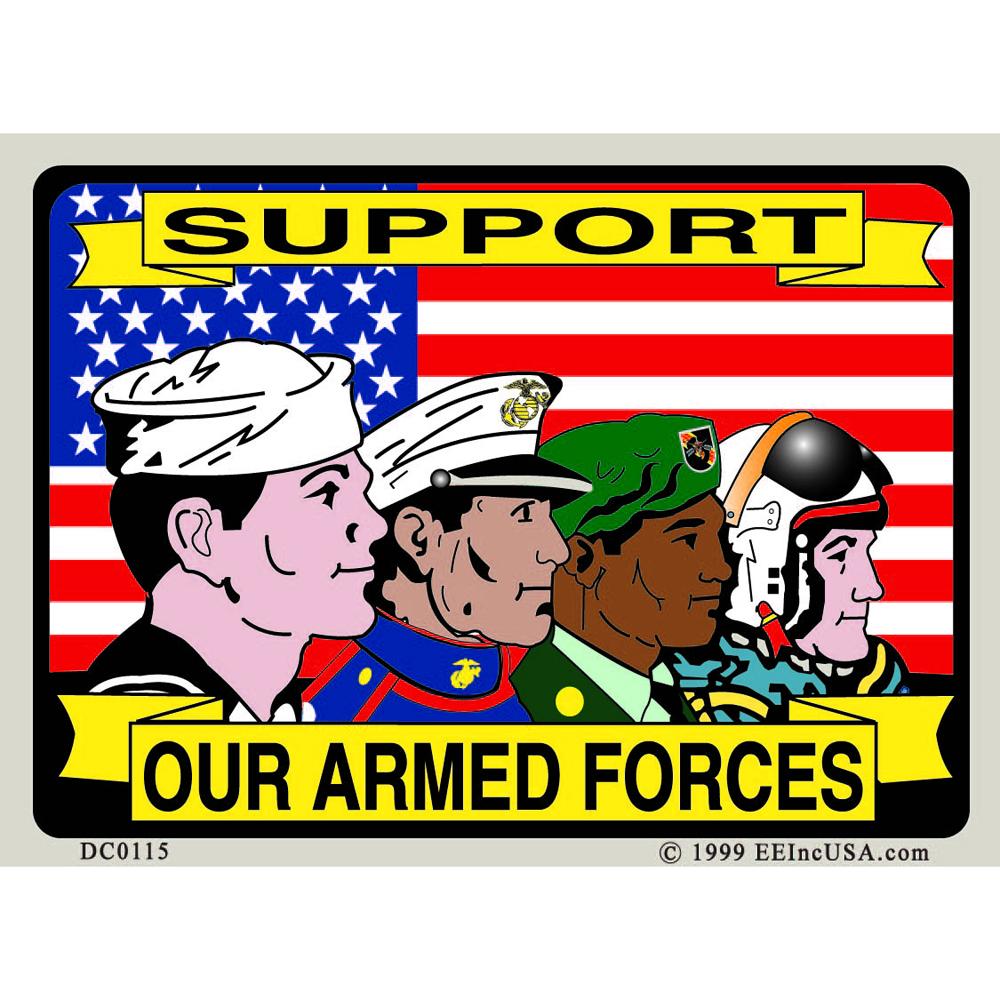 Support Our Armed Forces American Flag Sticker 2-3/4&#x22;X4&#x22;