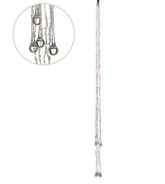 Allstate 8 White LED Icicle Beaded Glass Drop Christmas Lights - 5 ft Silver Wire