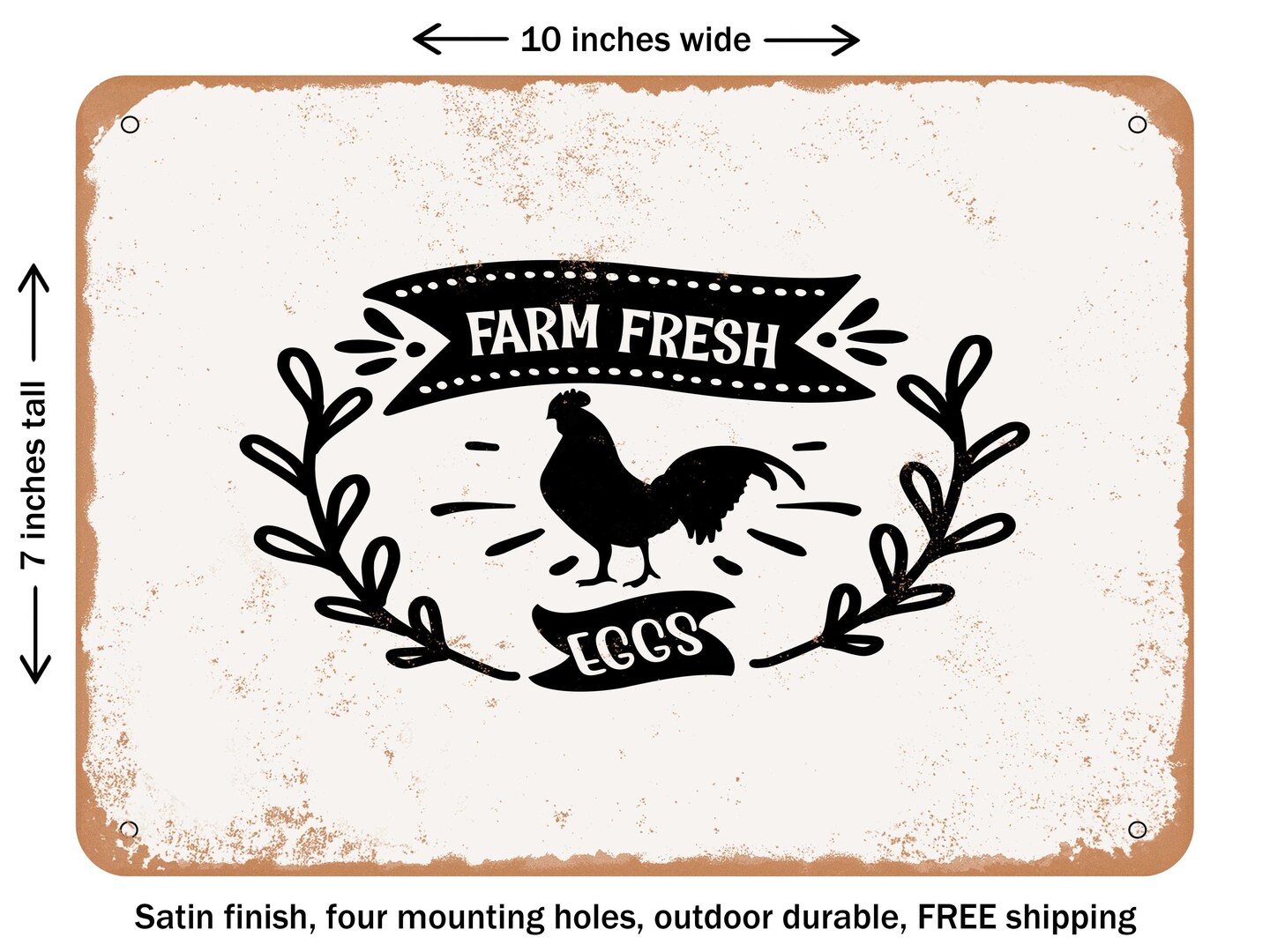 DECORATIVE METAL SIGN - Farm Fresh Eggs - 3 - Vintage Rusty Look