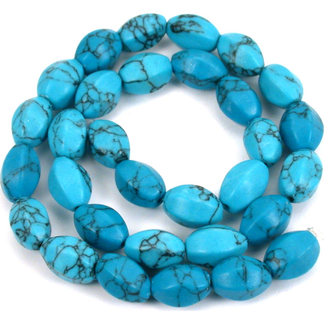 7 Strands Synthetic Turqoise, Various Shapes &#x26; Sizes, 1 Strand Blue Glass Beads