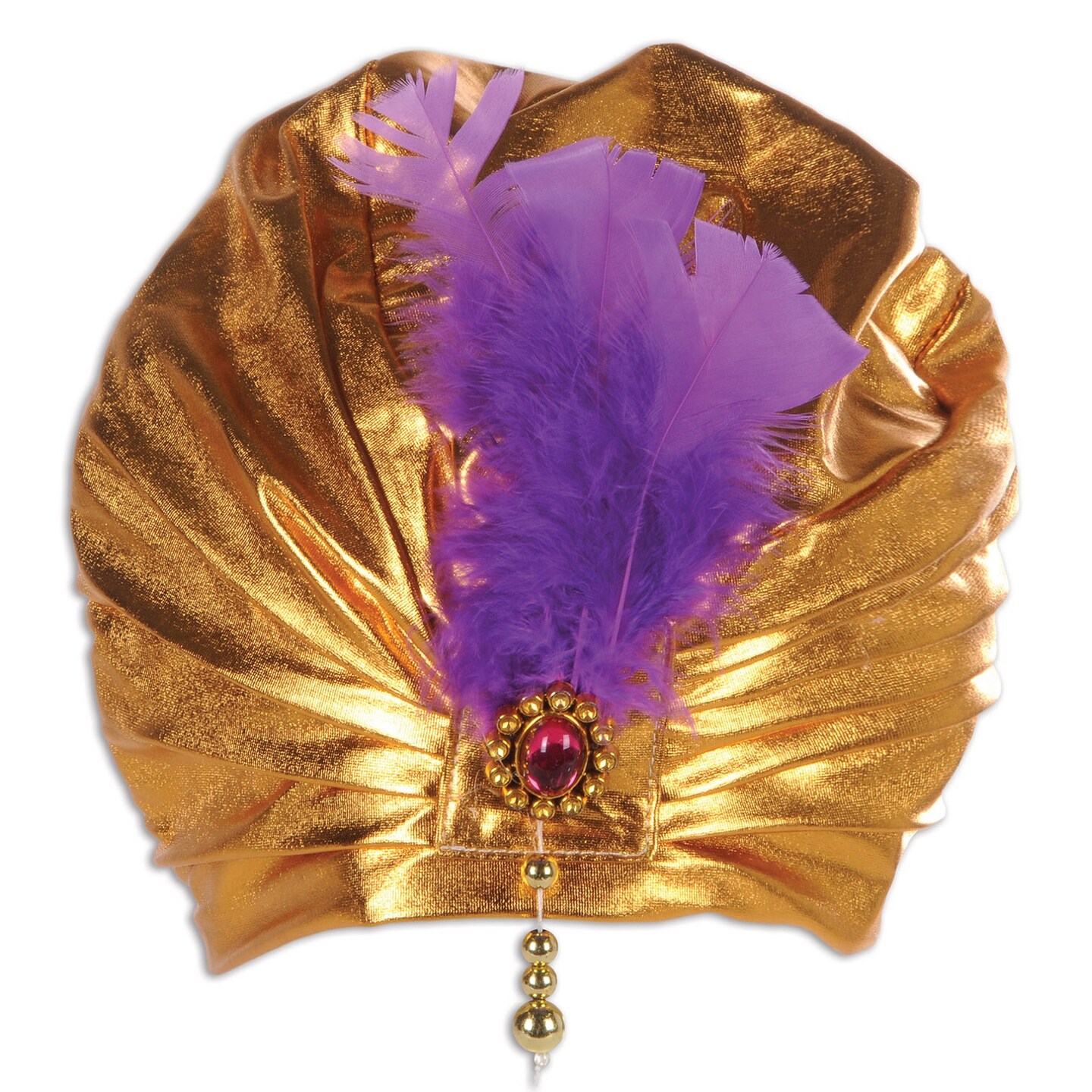 Beistle Set of 6 Gold and Purple Fabric Sultan Party Hat 9&#x22;