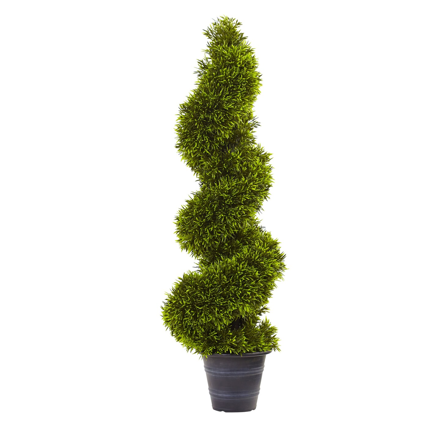Nearly Natural 3&#x27; Artificial Grass Spiral Topiary Plant with Decorative Planter