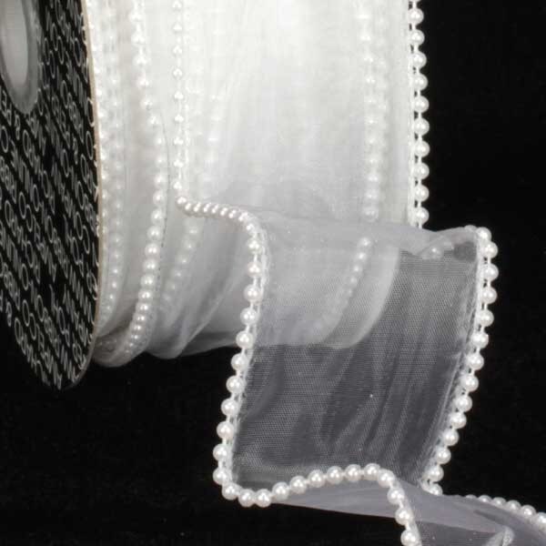 The Ribbon People White Solid Edge Wired Craft Ribbon 2" x 40 Yards