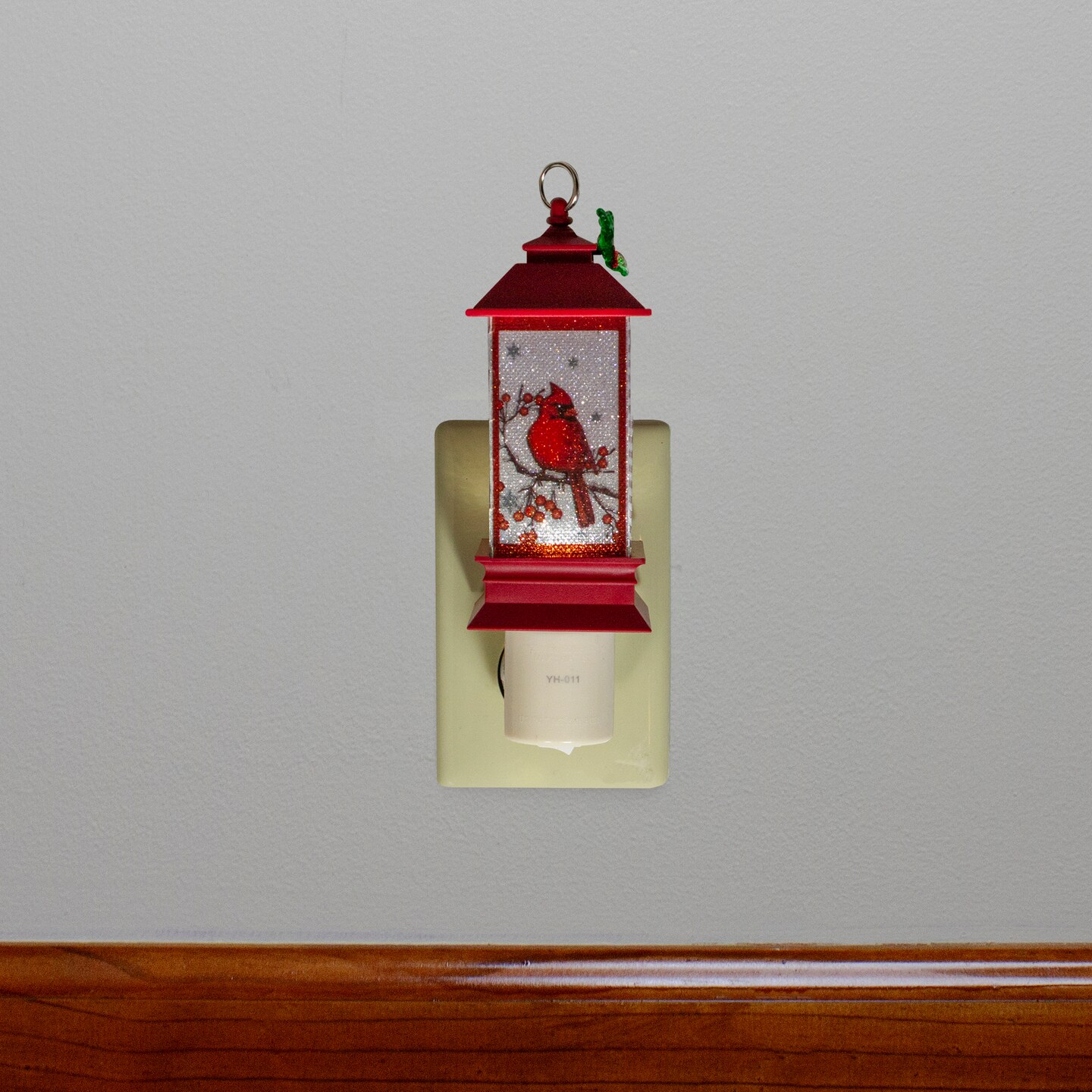 Roman 6&#x22; Red Cardinal Holly Christmas Lantern Night Light