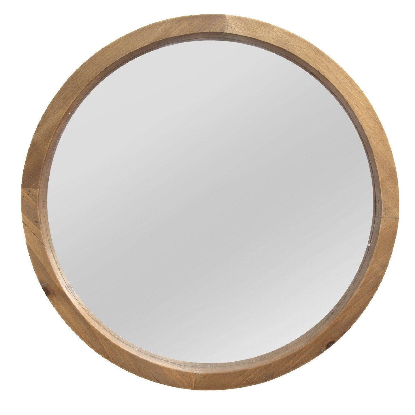 Contemporary Home Living 20&#x22; Brown Solid Round Wood Mirror