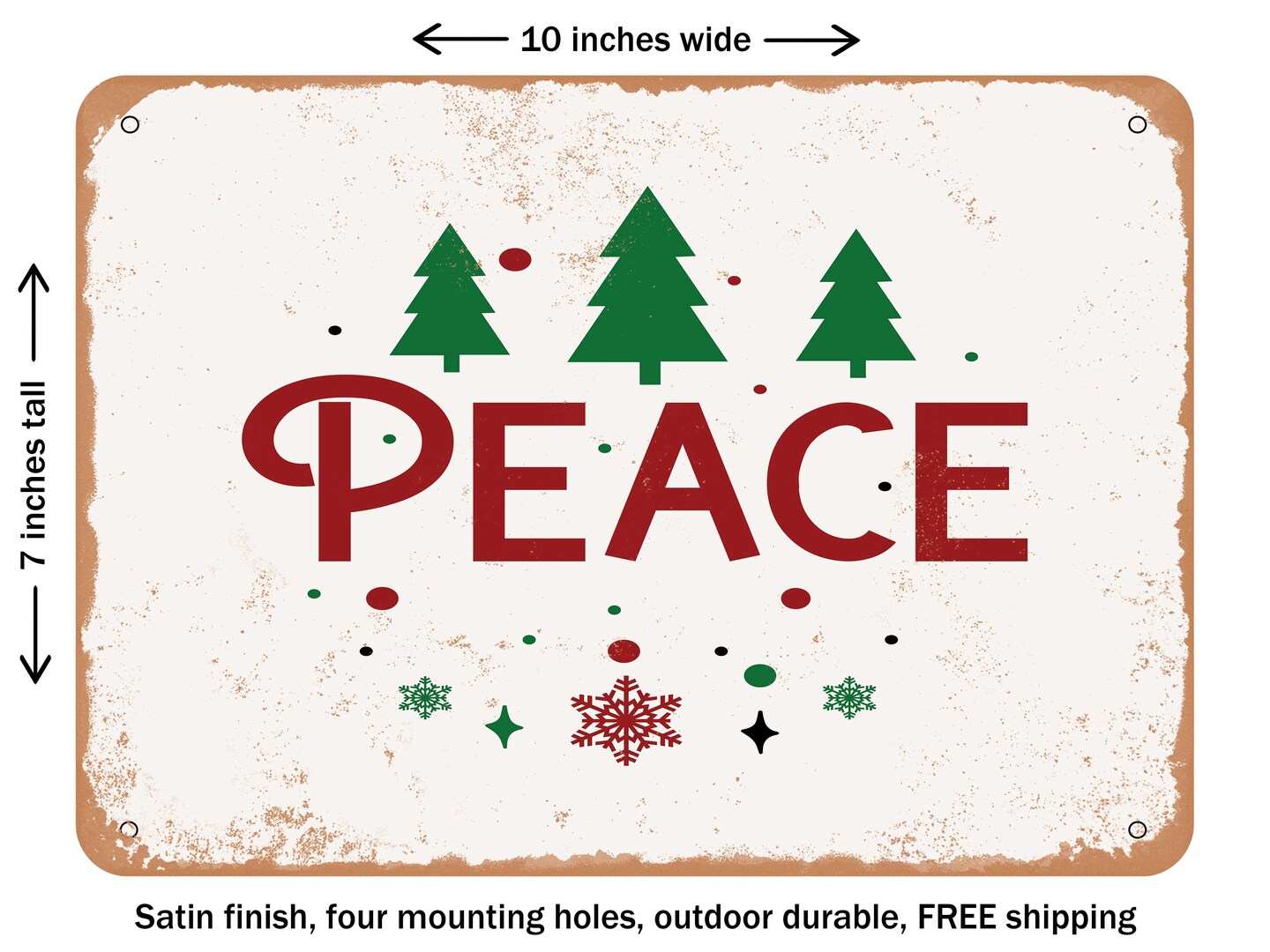 DECORATIVE METAL SIGN - Peace - 2 - Vintage Rusty Look
