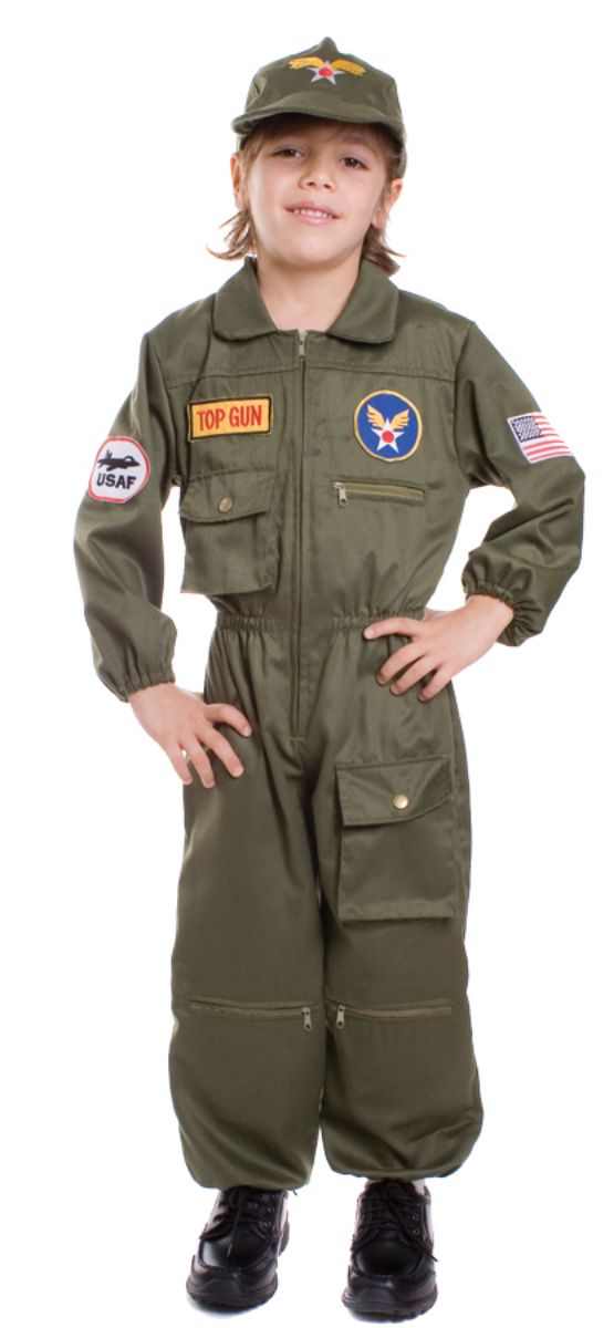 The Costume Center Olive Green and Blue Air Force Pilot Unisex Child Halloween Costume - Large