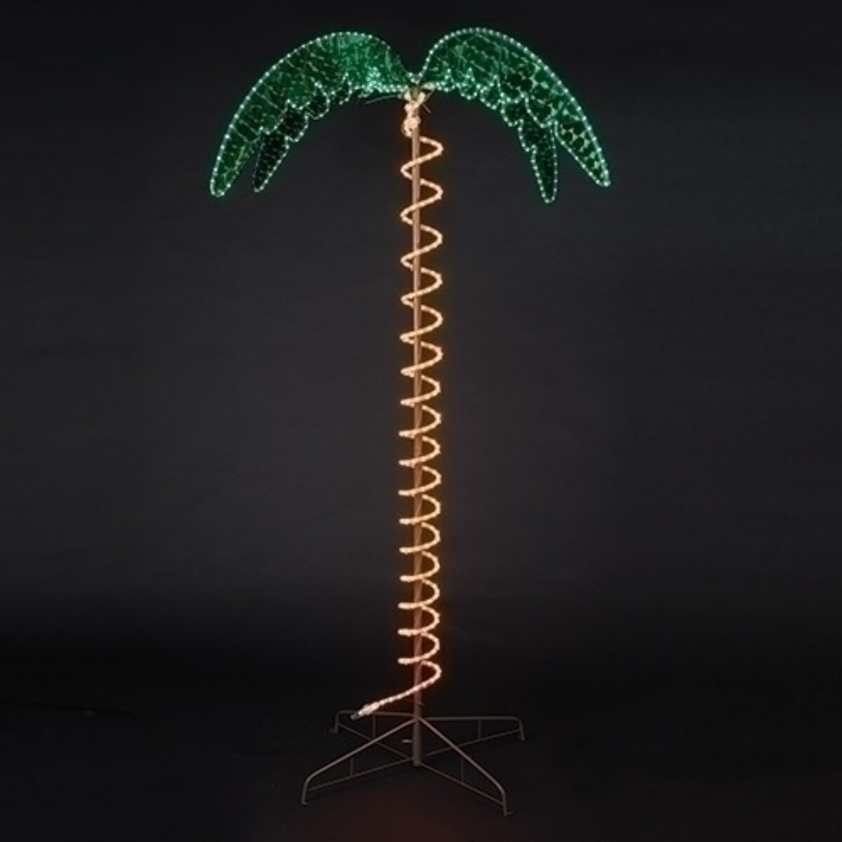 Roman Outdoor Lighted Palm Tree with Holographic Rope Light - 84&#x22; - Green