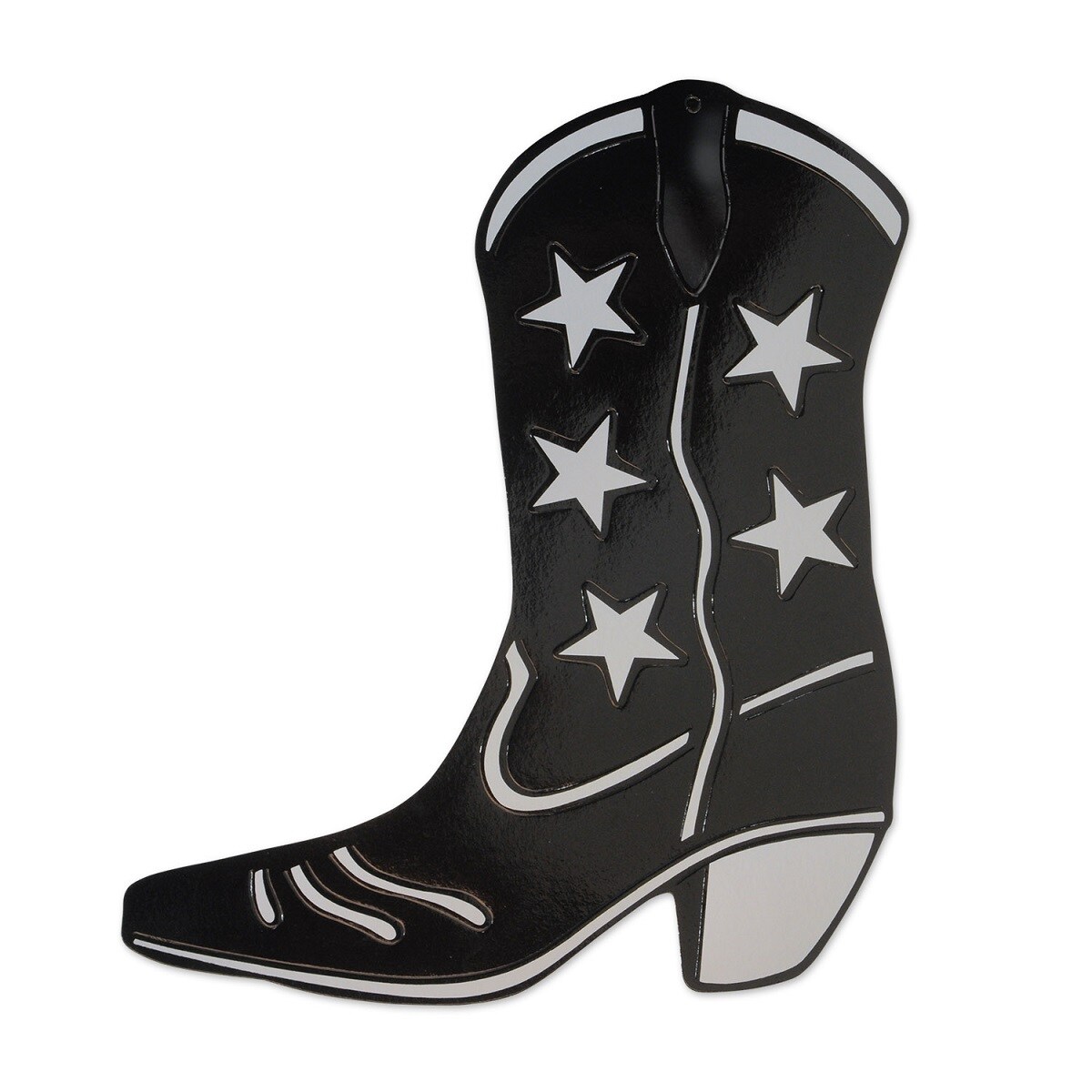 Beistle Club Pack of 24 Black and Silver Foil Country Western Cowboy Boot Silhouette Party Decorations 16"