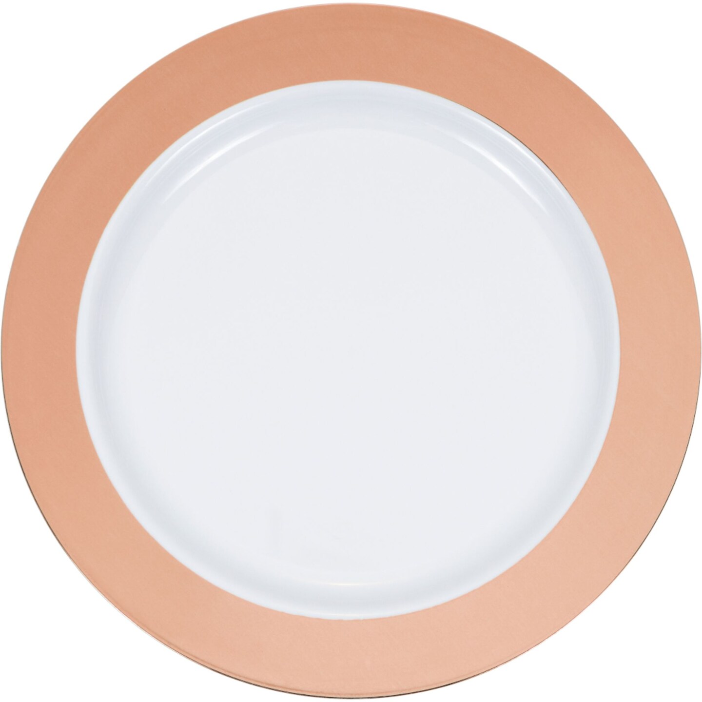 Party Central Club Pack of 120 Rose Gold and White Plastic Dessert Plates with Rim 7&#x22;