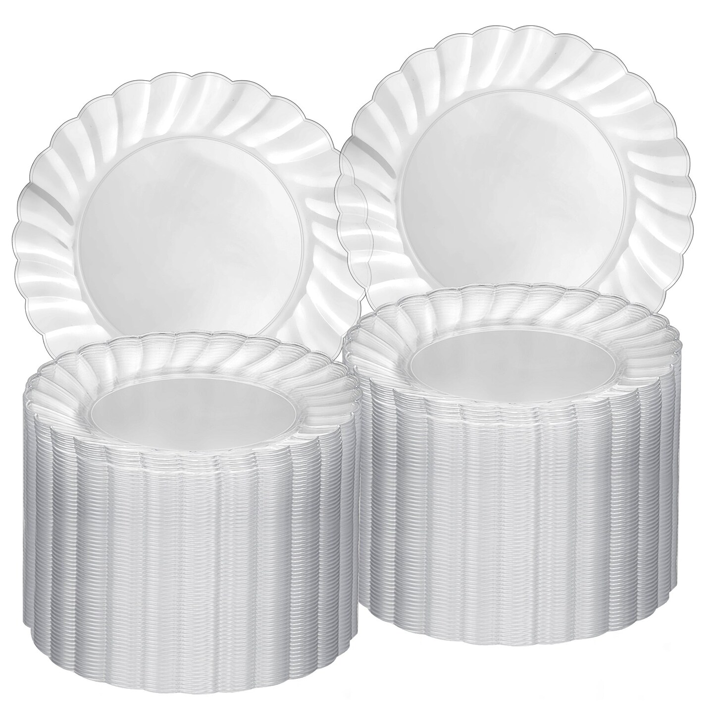 100 Pack 6 Inch Clear Disposable Plastic Plates - Dessert, Salad
