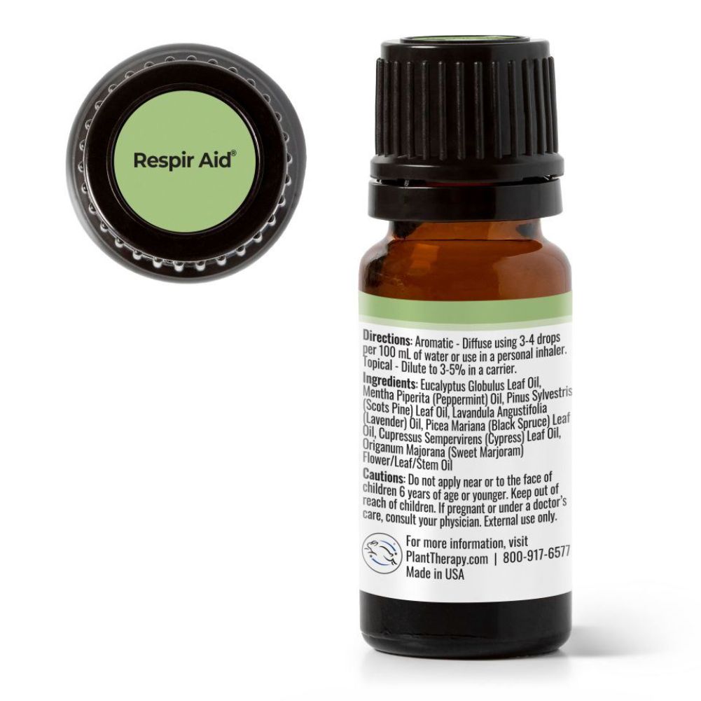 Plant Therapy - Respir Aid Essential Oil Blend - Sinus, Airway and Congestion Clearing Synergy Blend, 10 mL