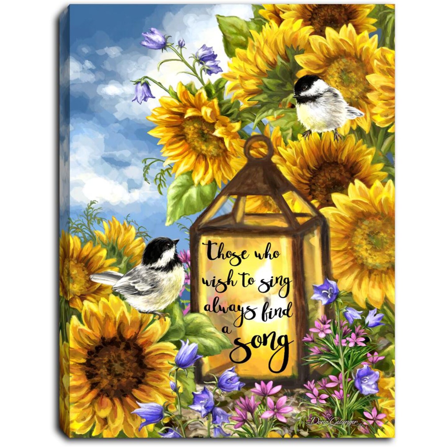 Glow Decor 8&#x22; Yellow and Brown Sunflower Friends LED Canvas Tabletop Decor