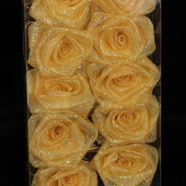 The Ribbon People Shimmering Gold Rose Flower Wired Craft Garland 54'