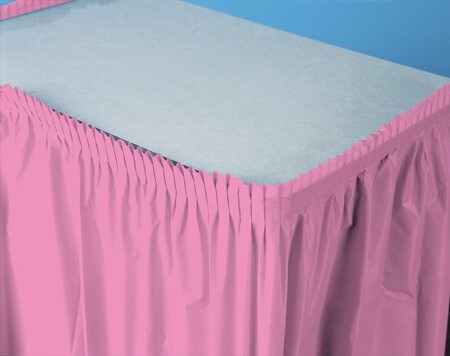 Party Central Pack of 6 Candy Pink Pleated Disposable Plastic Picnic Party Table Skirts 14'