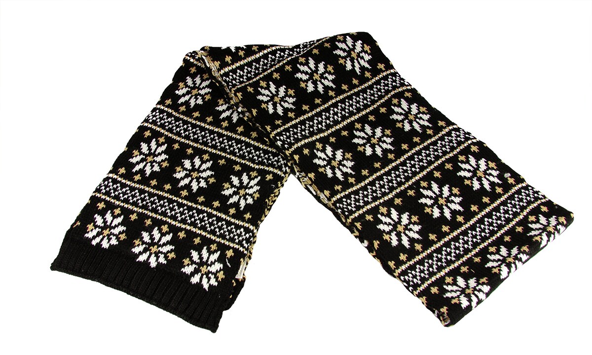 Christmas Central 60&#x22; Unisex Black Jacquard Knit Winter Scarf