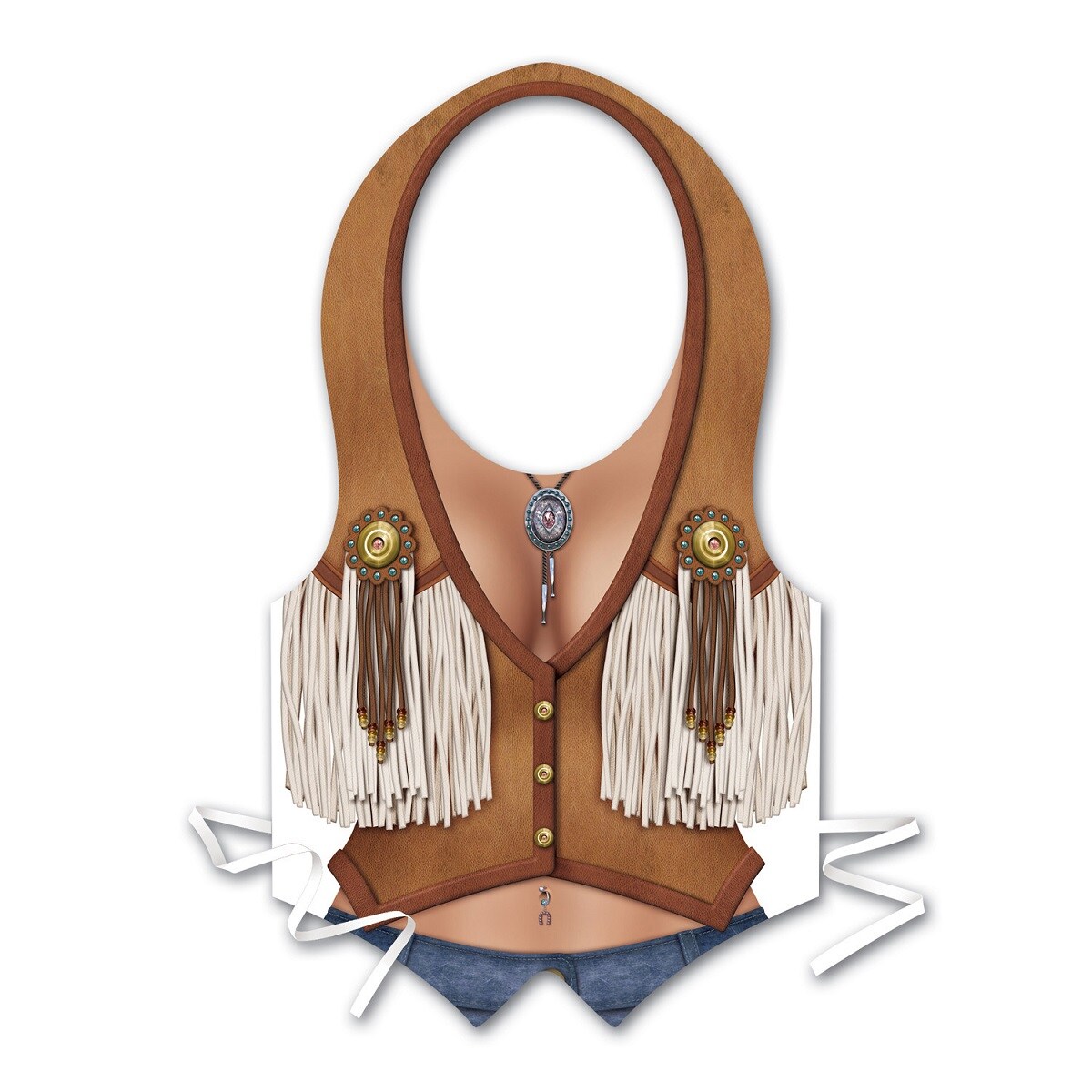 Party Central Club Pack of 48 Brown Cowgirl Vest with Fringe Women Adult Halloween Costume Accessories - One Size
