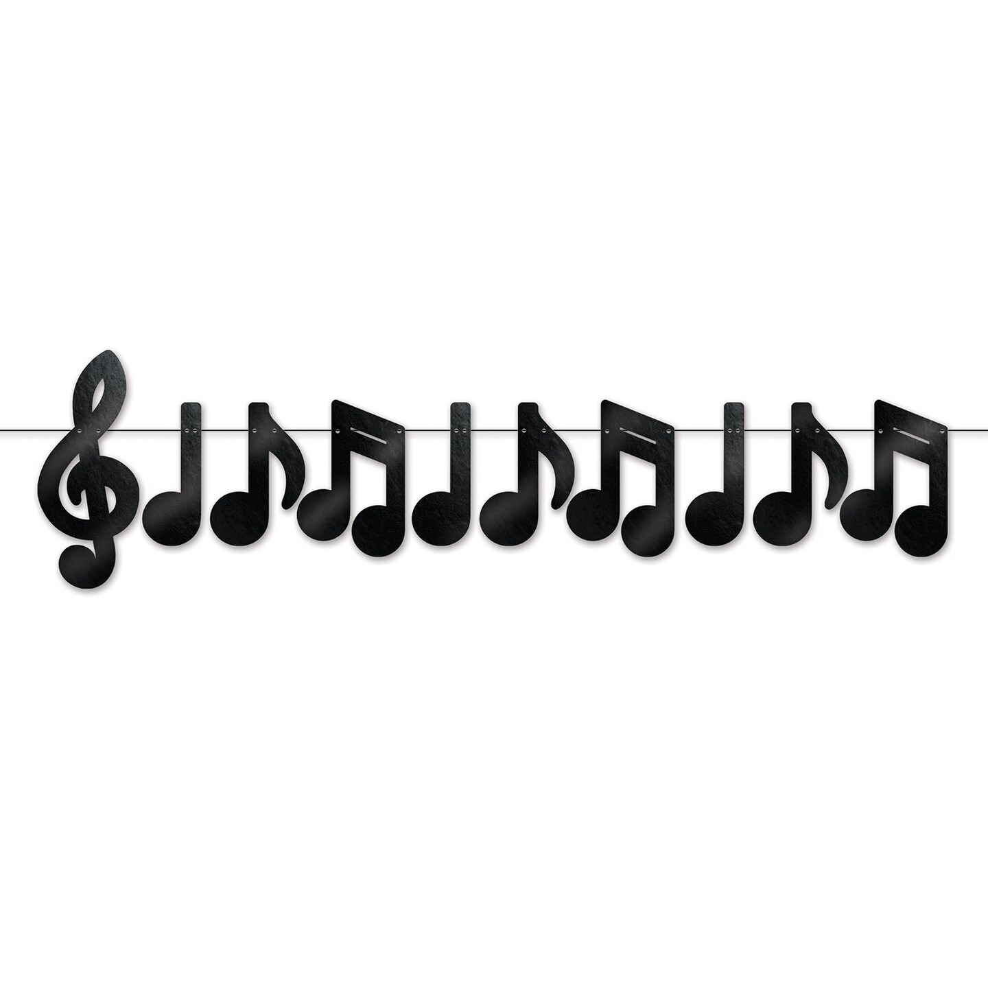 Party Central Club Pack of 12 Black Foil Musical Notes Wall Banners 6&#x27;